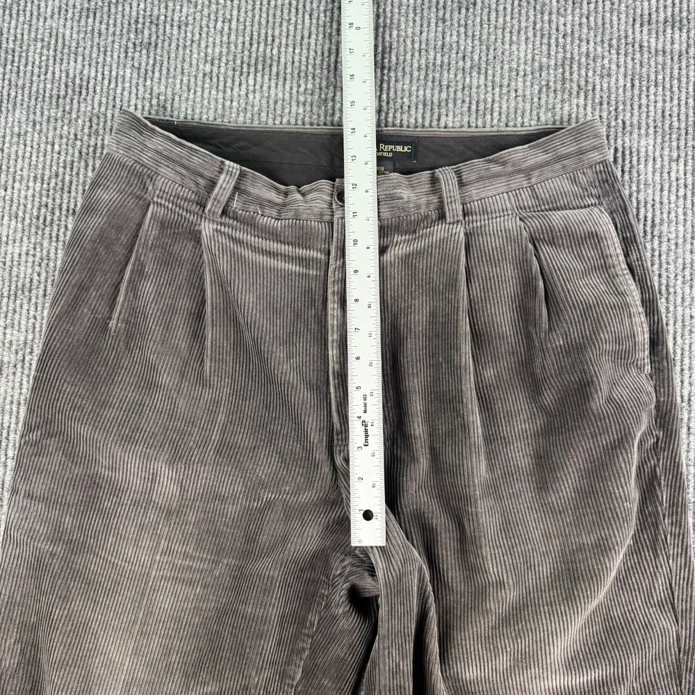 Vintage Banana Republic Pants Men 35x28 Gray Corduroy Pleated Cuffed Smithfield